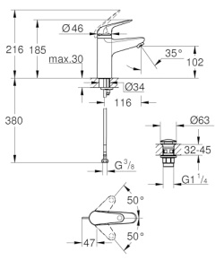 Baterie baie GROHE Swift 24327001 crom protectie copii functie economisire apa - Img 12