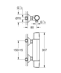 Baterie de dus GROHE Precision Trend, neagra, cu termostat si MetalGrip - Img 3