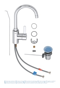 Baterii de baie GROHE Eurosmart Cosmopolitan Baterie de lavoar cu o singura parghie (DN 15, dimensiune L, montare cu o singura gaura) crom, 32830001 - Img 2