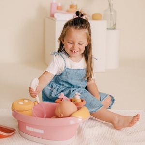 Bazin pentru papusi Smoby Baby Nurse cu apa, lumini LED si accesorii - Img 6