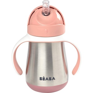 Beaba 2-in-1 Babyflasche 250 ml Rosa Sticla pentru bebelusi cu pai si manere detasabile