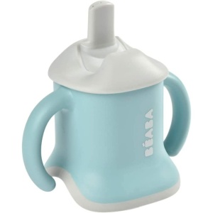 BEABA Pahar de baut pentru bebelusi, cu sticla de apa/pahar, etans, usor de utilizat, ergonomic, paie, clema de expansiune 3 in 1, capac, verde aerisit - Img 2