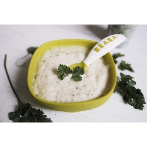 BEABA - Tacamuri ergonomice - 6 linguri si 4 furculite - maner scurt, rotunjit - prietenos cu bebelusii, potrivit pentru dreptaci si stangaci - gri/albastru/roz - Img 5