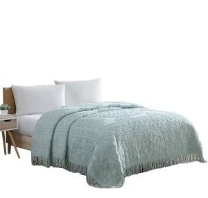 Beatrice Home Fashions Medalion Chenille Tagesdecke, Blau, Full
