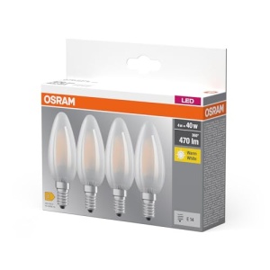 Bec LED Osram BASE B40, 4W, lumina calda 2700K, forma lumanare, E14, set 4 bucati - Img 3