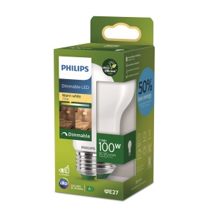 Bec LED Philips classic, UltraEfficient, 100W, 1535Lm, A60, E27 2700K, sticla mata, reglabil