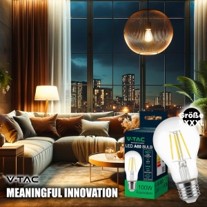 Bec LED V-TAC E27 Filament A60 12W 3000K 4 bucati - Img 4