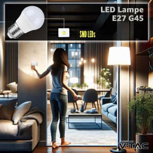 Bec LED V-TAC G45 E27 4,5W (40W echivalent) 470 Lumen 3000K Warmwhite - Pachet 10 bucati - Img 4
