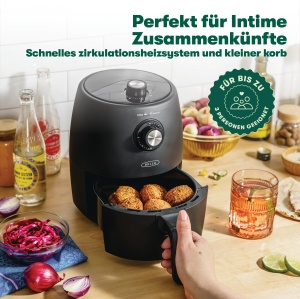 BELLA Air Fryer 1.9L, multicooker compact 5 in 1, acoperire antiaderenta, cos sigur pentru masina de spalat vase, negru mat - Img 6