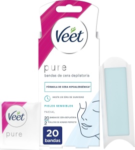 Benzi de ceara depilatoare pentru fata, pure, piele sensibila, 20 buc