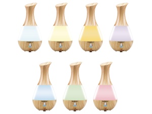 BEPER 70.405 Difuzor cu ultrasunete, Lumini LED cu 7 culori interschimbabile, Rezervor 235 ml, Design silentios si inovator, Cabluri si adaptoare incluse, alb ed efect lemn - Img 9