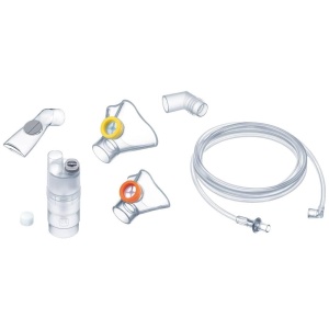 Beurer IH 26 Kids Yearpack, set de achizitie pentru utilizare cu inhalatorul IH 26 Kids, dispozitiv medical dezinfectabil, nebulizator, piesa bucala, 2 masti, contra-unghi de mana, tub de presiune si 10 filtre
