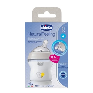 Biberon Chicco Natural Feeling 150 ml Anti-Colici Tetina Silicon Moale 0 Luni - Img 4