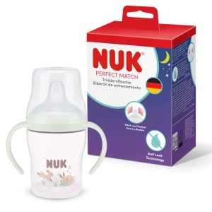 Biberon de invatare NUK Perfect Match 150 ml 6 luni antiscurgere manere antialunecare fosforescent