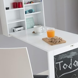 Birou pliabil InnovaGoods, alb, 80x50x18 cm, cu tabla si panou de afisare - Img 5