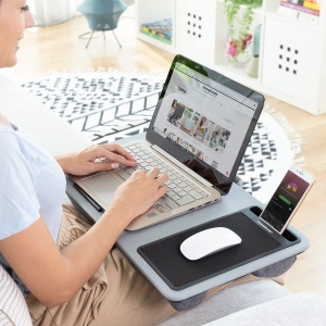 Birou portabil InnovaGoods DESKION cu perna XL, design ergonomic, negru - Img 2