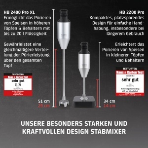 Blender CASO HB 2400 Pro XL, 350W, 24000 RPM, inox, lungime 29 cm - Img 9