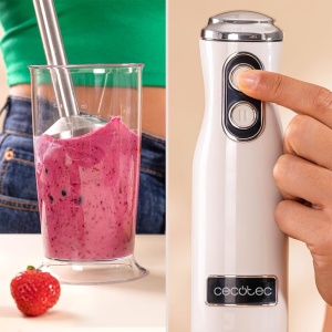 Blender de mana Cecotec Power RetroBeige 1200MAX Cream&Crush, putere maxima 1200 W, tehnologie CrossBlades, 2 viteze, set de accesorii poate fi spalat in masina de spalat vase, hota pentru stropire - Img 6