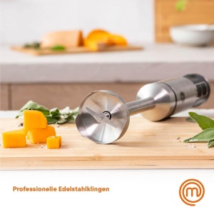 Blender de mana MasterChef din otel inoxidabil 3 in 1, blender de mana cu tel electric si spumant de lapte de mana, blender de mana cu 2 setari de viteza, aparat de bucatarie cu bagheta, poate fi spalat in masina de spalat vase, 400w - Img 3