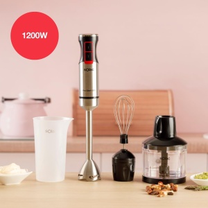 Blender de mana Solac Pro Chef 1200 W, 4 lame din otel inoxidabil, accesorii incluse - Img 2