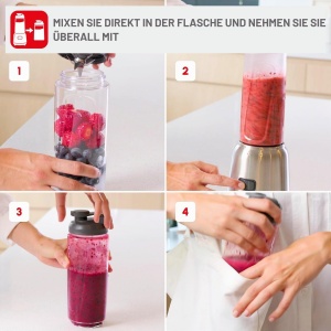 Blender Moulinex Mix Move, 300 W, capacitate 0,8 l, 2 sticle Tritan - Img 4