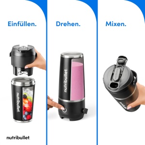 Blender portabil Nutribullet Flip, 590 ml, inox, kabellos, negru - Img 3