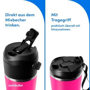 Blender portabil Nutribullet Flip, 590 ml, inox, roz, kabellos, 14 mixuri - Img 8