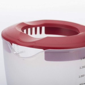 Bol de amestecarecutie de masurare Westmark cu protectie impotriva stropirii capac si turnator plastic volum de umplere 14 litri Helena transparentros - Img 5