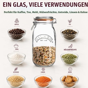 Borcan cu capac Kilner, 2 L, sticla transparenta, design rotund - Img 2