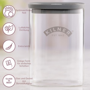 Borcan de depozitare Kilner 1 Litru, Borosilikat, cu capac cu vacuum - Img 4