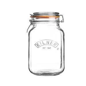 Borcan de sticla cu capac Kilner, 1,5 L, design patrat, etans