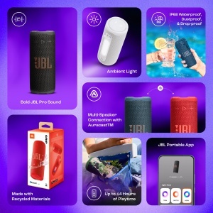 Boxa portabila JBL Grip Bluetooth sunet JBL Pro IP68 rezistenta la apa lumina ambientala alb - Img 2