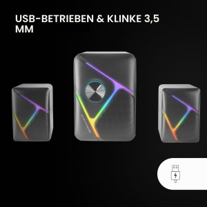 Boxe Gaming Mars Gaming MS-H21, 35W, RGB, Subwoofer 2.1, Negru - Img 5
