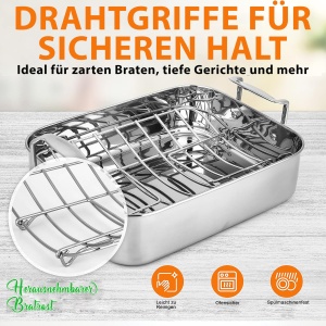 Brater NutriChef 38x29.5cm, inox, capacitate 10.8kg, rezistent la temperaturi de pana la 450C - Img 6