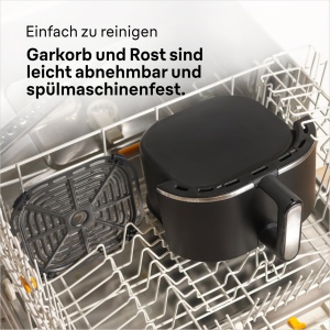 Braun Air Fryer MultiFry 3 HF 3030, 4,3 L, 1500W, control digital al temperaturii, 80-200degC, cronometru, 8 programe, control tactil, acoperire antiaderenta, cos de gatit si suport pentru masina de spalat vase, negru - Img 7