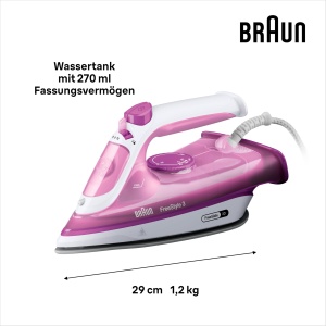 Braun FreeStyle 3 FI3124 PU fier de calcat cu abur cu tehnologie FreeGlide 3D talpa SuperCeramic Ultimate FastClean oprire automata abur vertical viol - Img 3