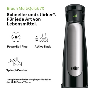 Braun MultiQuick 7 MQ 7087X Hand Blender - Blender de mana cu picior detasabil din otel inoxidabil cu tehnologie ActiveBlade pentru piureul celor mai  - Img 2
