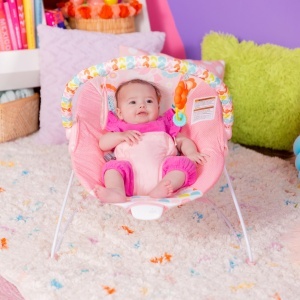 Bright Starts Baby Bouncer Fancy Fantasy Roz Unicorn Vibratii Linistitoare - Img 7