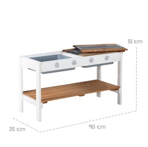 Bucatarie de Joaca Roba pentru Exterior Model Alb-Maro cu Plite BBQ si Accesorii din Lemn Rezistent la Intemperii - Img 6