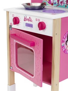 Bucatarie de Jucarie Theo Klein 7319 Barbie Epic Chef, 36 cm, din Lemn, Roz - Img 8