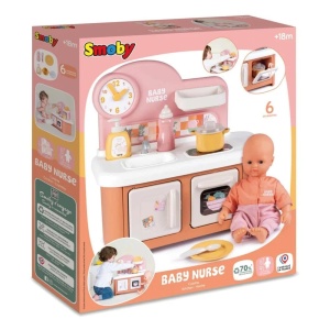 Bucatarie pentru Papusi Smoby Baby Nurse - Cuptor, Plita si Chiuveta, Material Reciclat