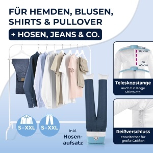 Bulgare automat CLEANmaxx pentru camasi si pantaloni, inclusiv suport pentru pantaloni, culoare albastra - Img 5