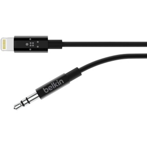 Cablu audio 3,5 mm Belkin cu conector Lightning, 0,9 m, MFi, negru