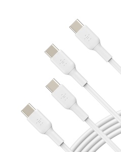 Cablu de incarcare USB-C Belkin, 1 m, rapid, 2 bucati, alb