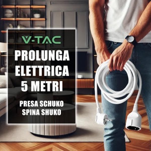 Cablu de prelungire V-TAC 5m, Schuko, 3680W, alb - Img 3