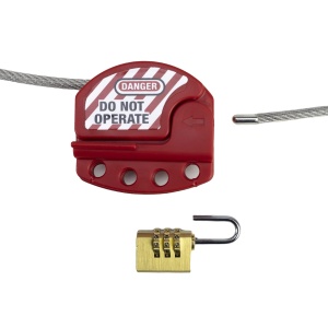Cablu de siguranta cu lacat PNI 400C, 350C, 280C, 2m, Gri cu Rosu - Img 6