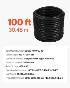 Cablu electric VEVOR 3048m 10AWG 4 conductori izolatie CPE pentru medii industriale - Img 7