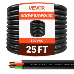 Cablu electric VEVOR 76m 6AWG 600V cu protectie CPE pentru conditii industriale