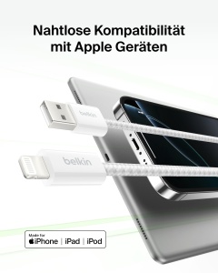 Cablu USB-A cu Lightning Belkin BoostCharge, 1,5 m, Alb, Cablu Rapid pentru iPhone - Img 2