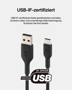 Cablu USB-C Belkin BoostCharge, 1m, negru, rezistent la 30.000 biegari - Img 3